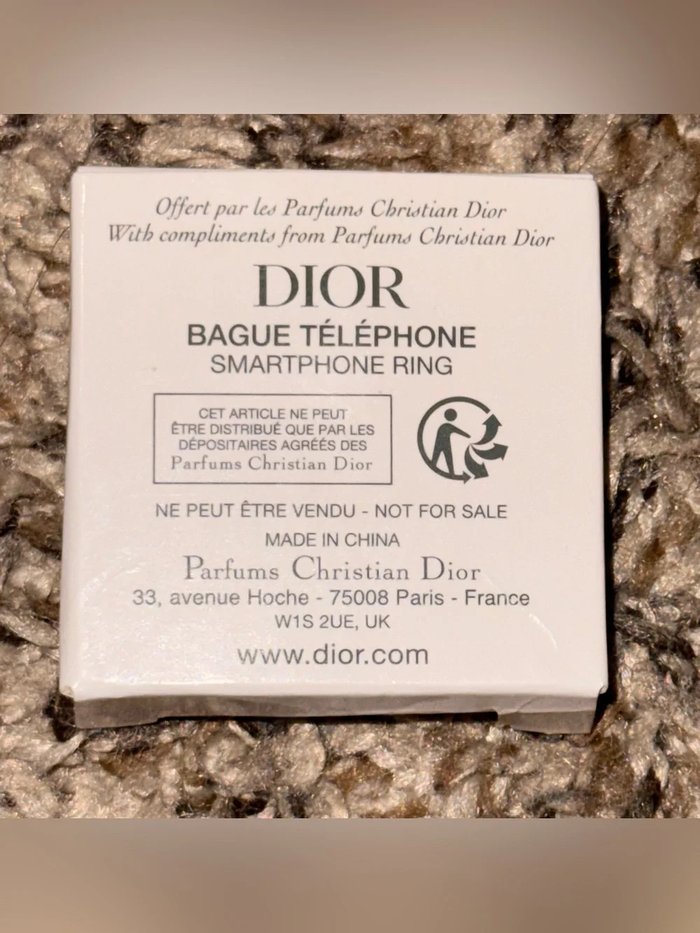 Dior Pink Logo Circular Phone Ring Holder with Silver-Tone Metal